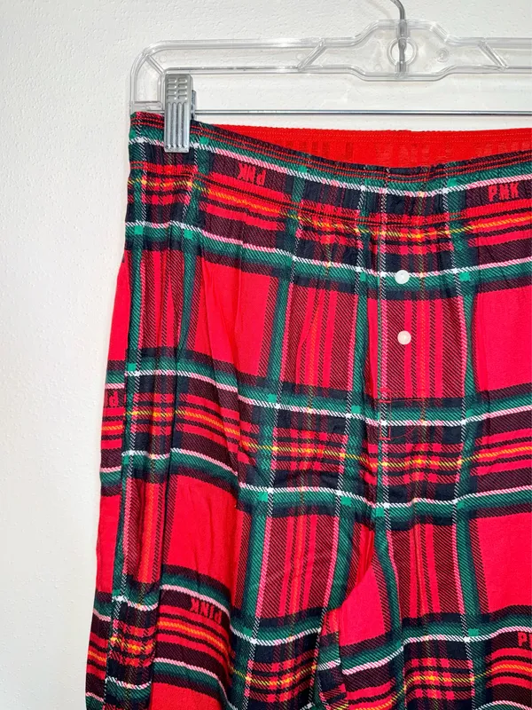 Victoria’s Secret PINK Pajama Pants Red Tartan Plaid Sleepwear - Image 4