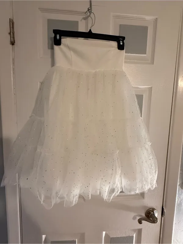 Altar’d State Strapless White Tulle Dress - Image 2