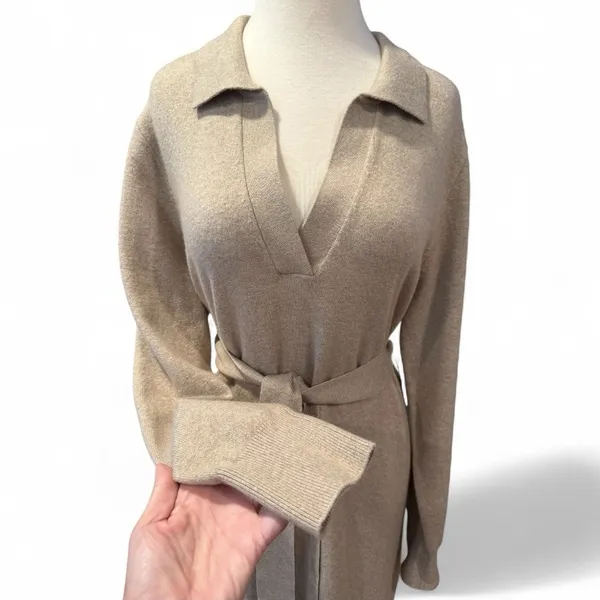 Faherty Jackson Hudson Sweater Midi Dress Oatmeal Heather Size Large NWT - Image 5