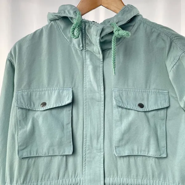 Urban Outfitters Cotton Hooded Barn Coat‎ Field Jacket in Sage Green Size Small - Image 2