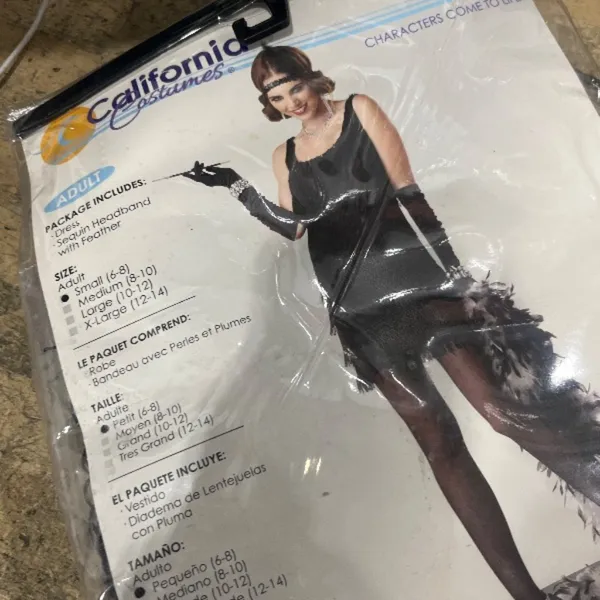 California Costumes Women's SMALL Black 1920s Flapper Costume with Headband - Image 2
