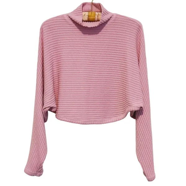 Pilcro Womens Ribbed Batwing Sweater Oversized XS Pink Coquette Preppy Ballet - Image 2