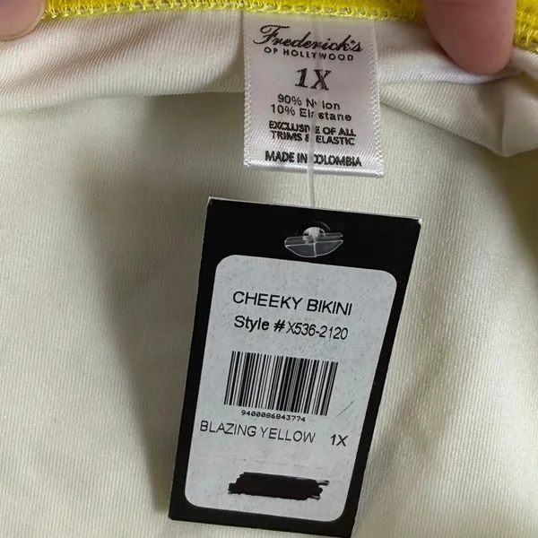 Fredericks of‎ Hollywood Blazing Yellow Cheeky Bikini Bottom Tie Side 1X - Image 2