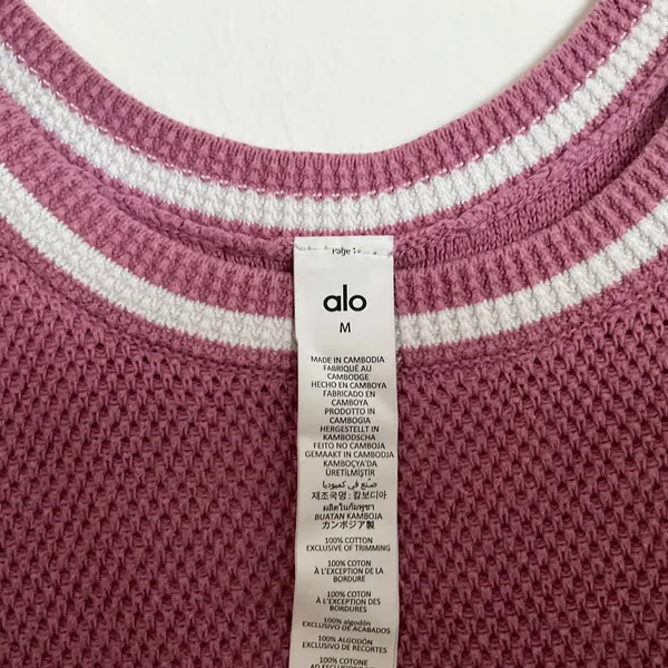 Alo Yoga Tennis Club Sweater Knit Dress Pink Wild Rose/White M - Image 3