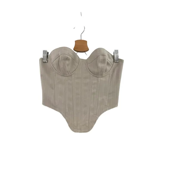 h:ours Amira Corset Top Revolve Beige Pinstripe‎ Strapless Bustier Size XS - Image 3