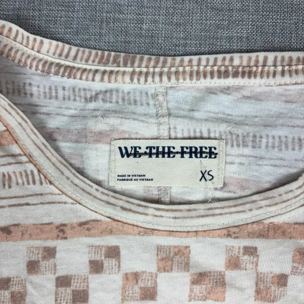 We The Free People T-Shirt Womens XS White Striped Crew Neck Short Sleeve Jersey - Image 3