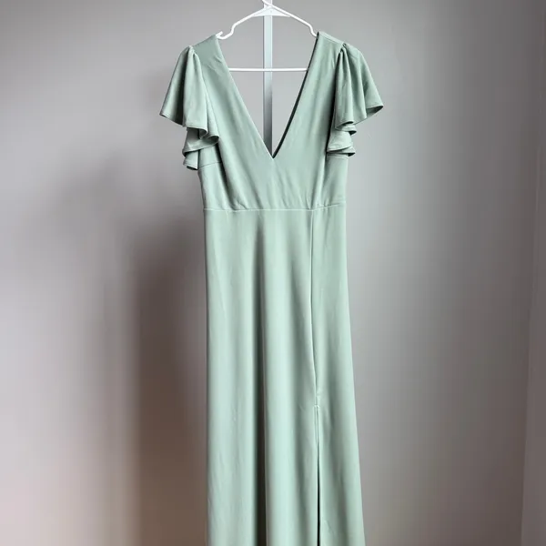 Birdy‎ Grey sz M green flutter sleeve maxi dress - Image 2