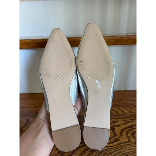 Steve Madden Pammie Metallic Silver Pointed Toe‎ Flat Mules Slides 6.5M - Image 5