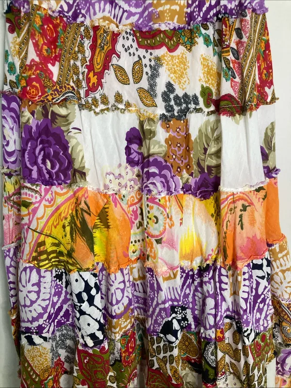 No Boundaries Patchwork Maxi Skirt - Purple, Orange, White - Image 4