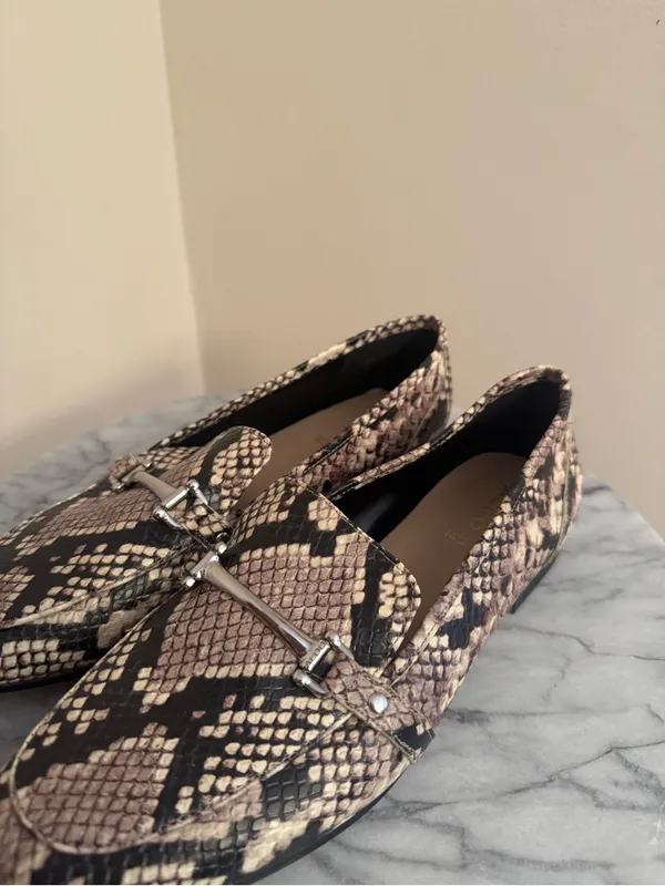 ALDO Snake Print Leather Loafers Women’s Size 9 Horsebit Slip On Flats - Image 8