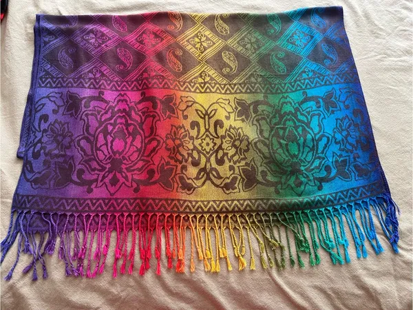Handwoven Rainbow Paisley Wrap - Image 8