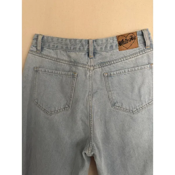 White Fox Boutique Light Wash High Waisted Straight Leg Denim Jeans Blue Women M - Image 6
