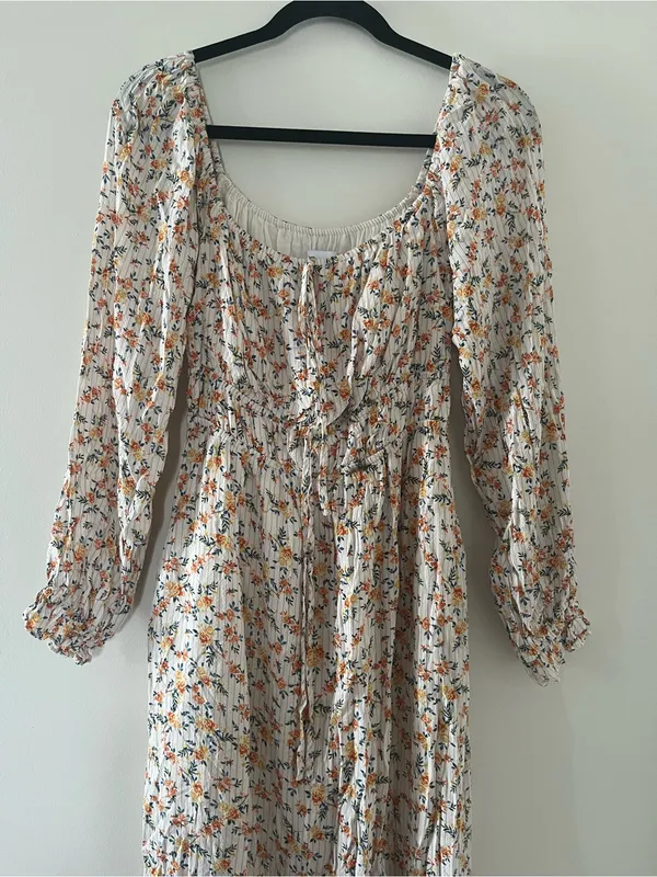 Lost + Wander Floral White Orange Maxi Dress Small Cottagecore Romantic Prairie - Image 2