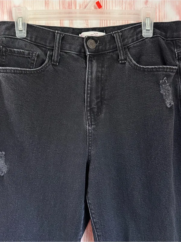 SO Black High Rise Distressed Raw Hem Ankle Length Mom Jeans Size 11/30 - Image 3