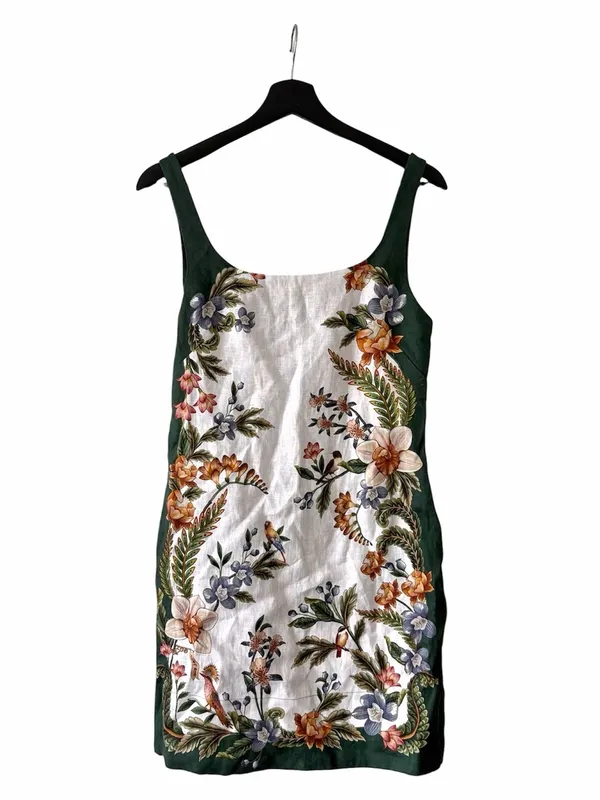 Farm Rio Dress Nature Floral Sleeveless Linen XS - Image 3