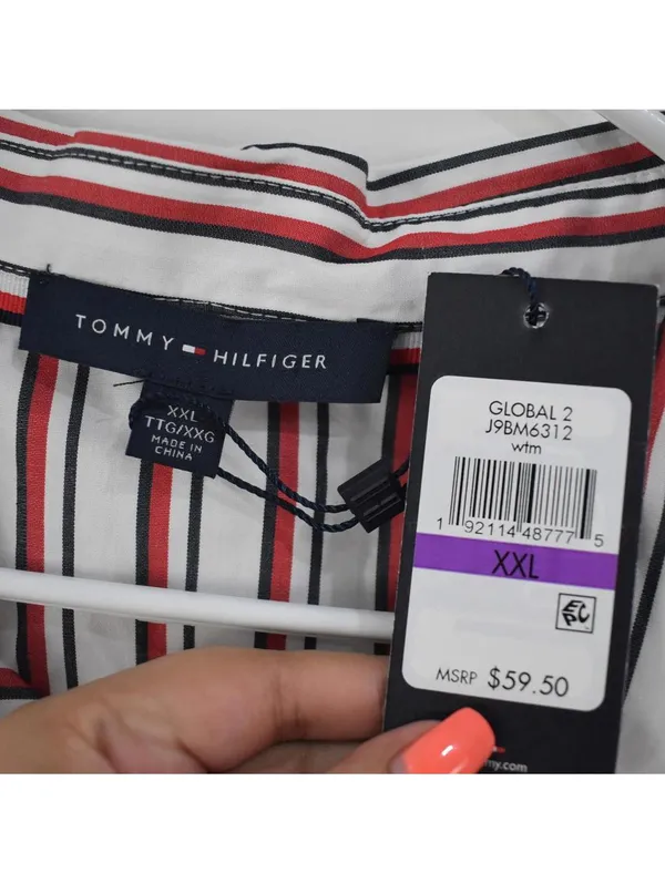 Tommy Hilfiger Striped Ruffle Short Sleeve Blouse Plus Size XXL - Image 5