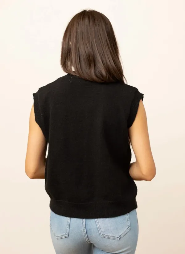 Emma Grace Black Bow Sweater Vest - Image 3