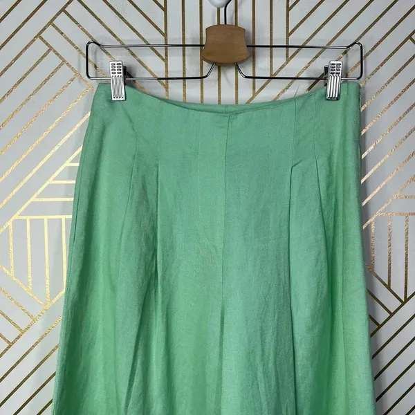 Hunter Bell Chase Culotte Wide Leg Pants in Mint Green Linen Size US 0‎ - Image 4