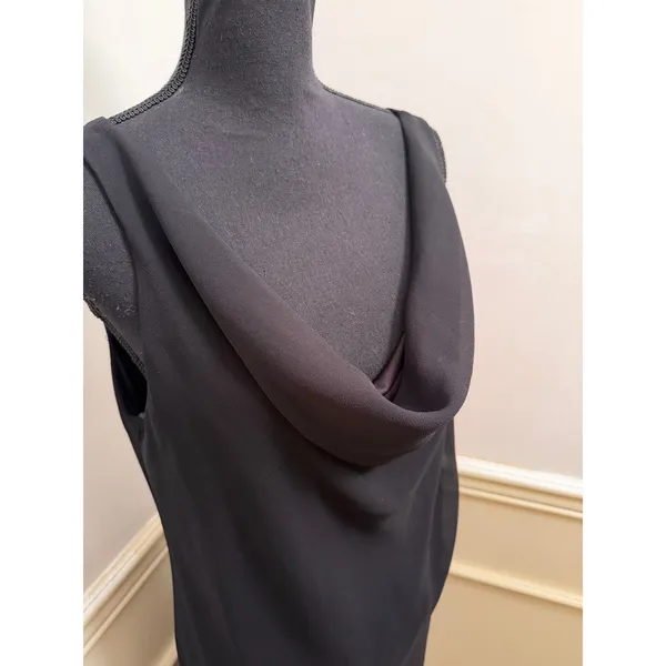 Vintage Onyx Nite Black Tie Cowl Neck Formal Evening Gown LBD Wedding Guest - Image 2