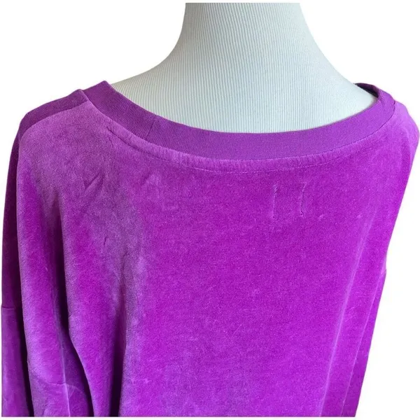 Womens Gap Holiday Velour Crushed Velvet Shock Fuscia V Neck Long Sleeve Top XL - Image 4