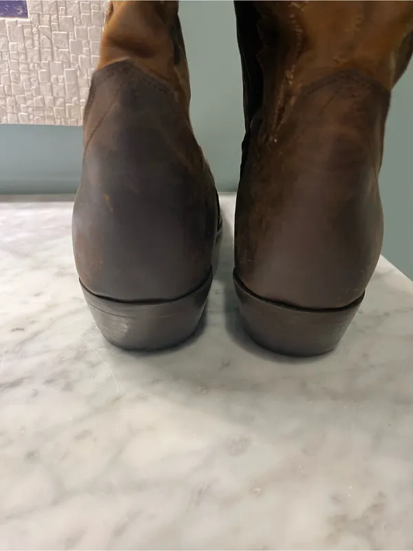 Dan Post Red-Brown Leather Cowboy Boot Interior - Image 12