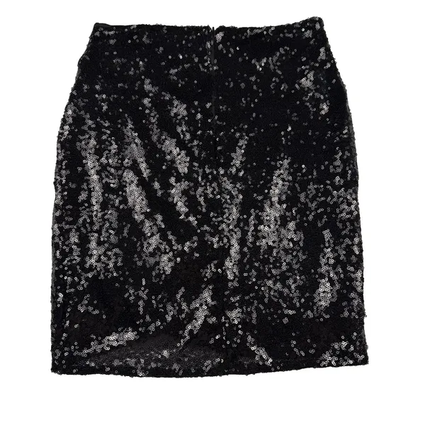 Altar'd State Black Sequin Skirt Size XS Lined Faux‎ Wrap Front Going Out Party - Image 6