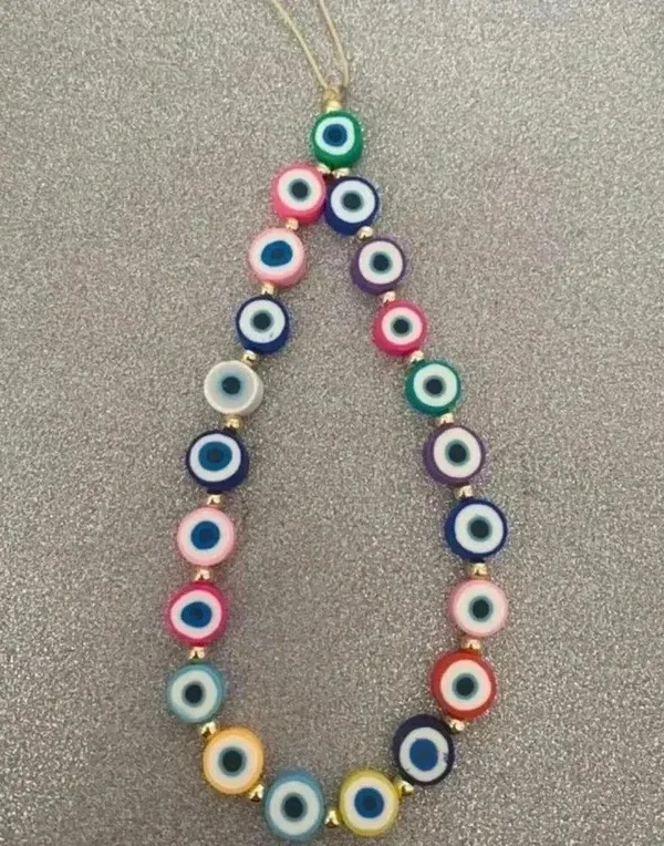 🆕 Multicolor Evil Eye Mobile Phone Lanyard🆕 Pink - Image 3