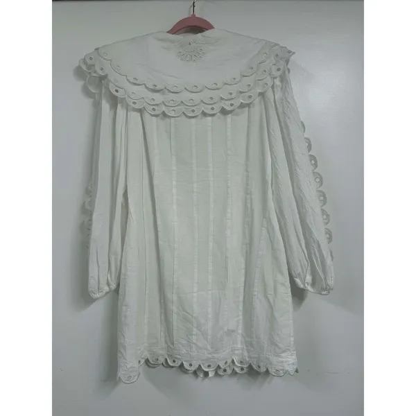 Anthropologie Farm Rio Long-Sleeve Embellished Collared Mini Dress Size L - Image 5