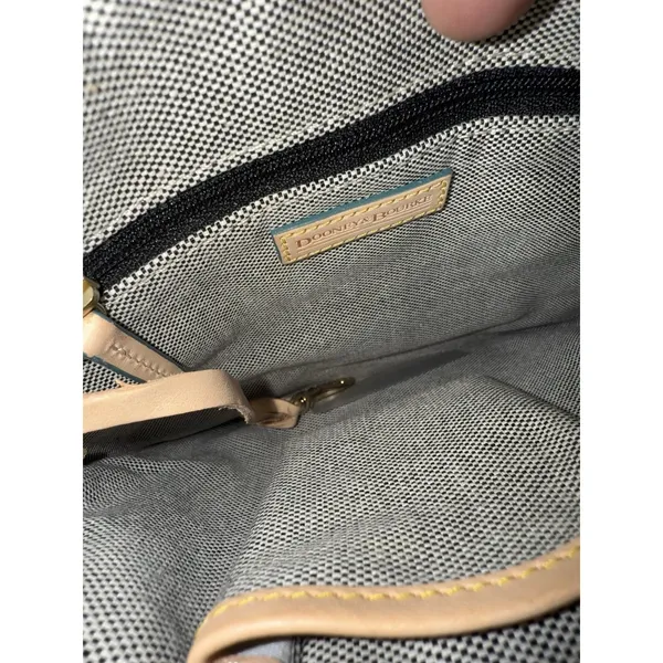 Dooney & Bourke MONOGRAMMED TAN BLACK LEATHER‎ CROSSBODY BAG MINT P - Image 5
