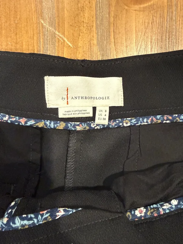 Anthropologie Sasha Button Fly Pockets High Rise Black Taper Women's Pants US 4 - Image 4