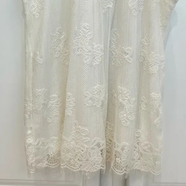 Eve And Maddie Sleeveless Lace Blouse Womens M Mock Neck Lined Ivory White - Image 6