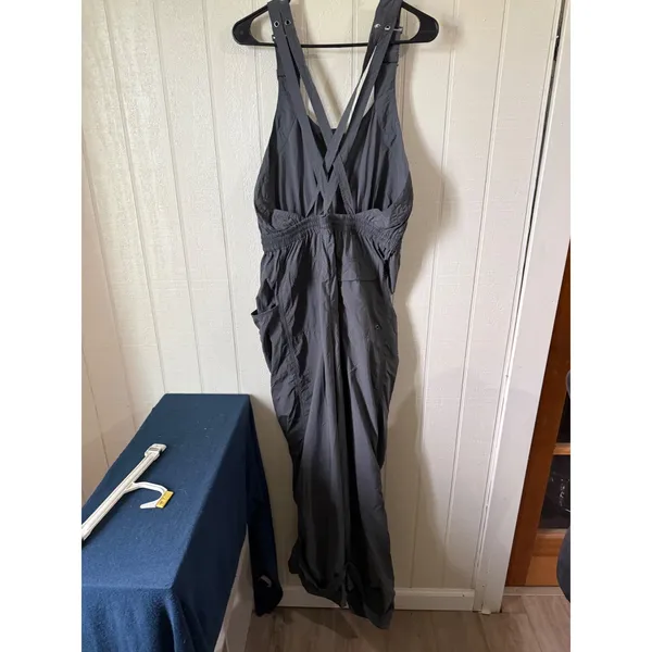 Free People FP Movement Hot Shot Jumpsuit Charcoal Gray Large Zip Front Romper - Image 6