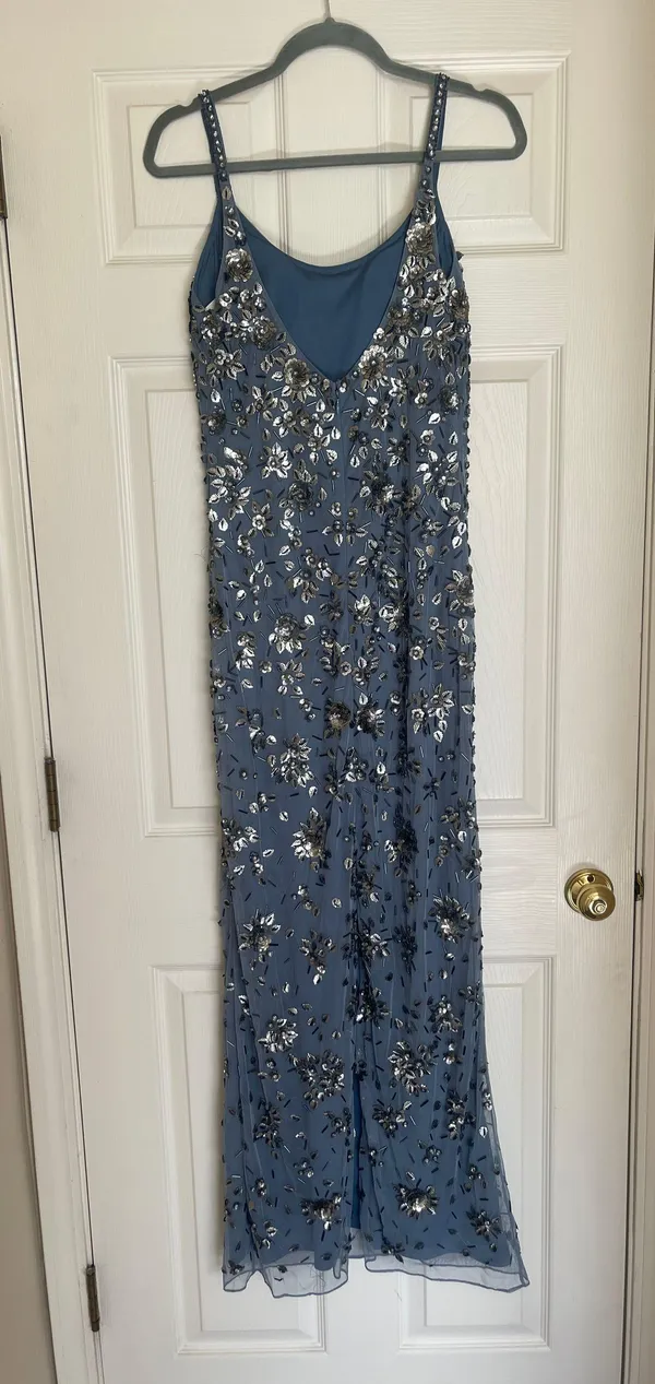 Floral Embellished Scoop Neck Evening Gown - Image 10