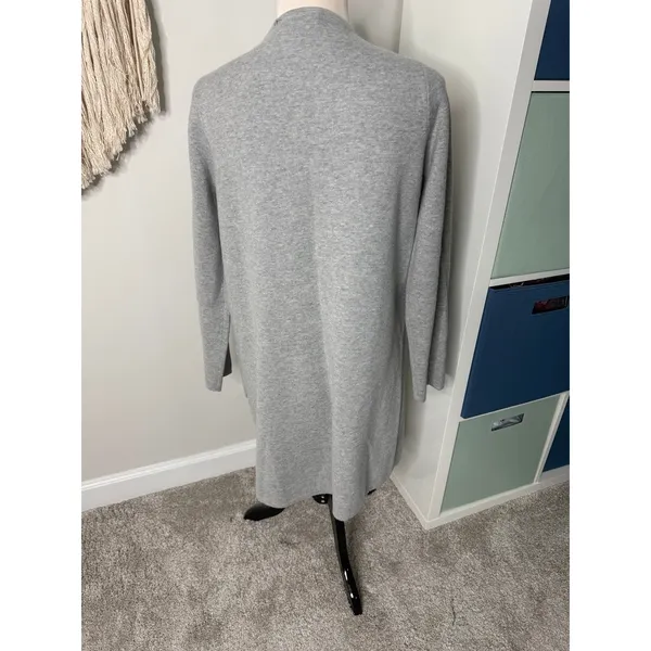 Women's J. Crew Light Gray Merino Wool Sophie Coatigan Open Cardigan Sweater M - Image 2