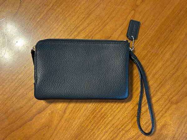 Coach Black Pebbled Leather Double Zip Wristlet Wallet F87590 - Image 4