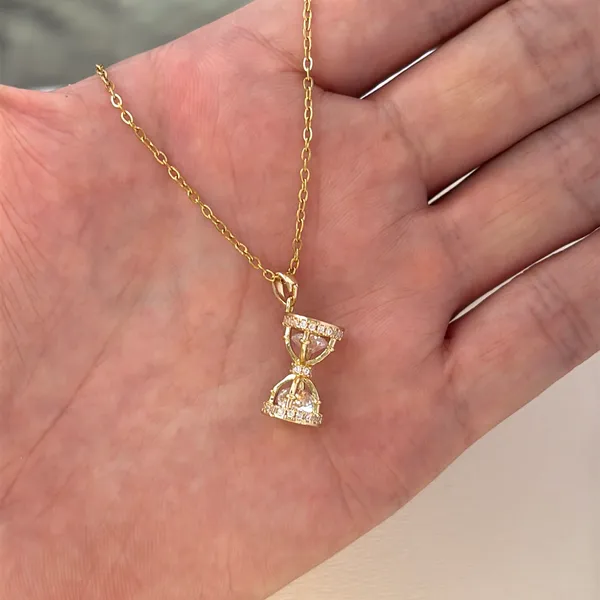 CZ Hourglass Pendant Necklace for Women - Image 4
