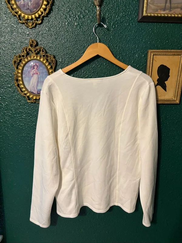 Banana Republic White Scuba V-Neck Long Sleeve Sz XXL NWT - Image 4