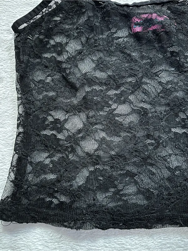Edikted Gianna Sheer Lace Tank Top Black Size Small Floral Spaghetti Strap - Image 4
