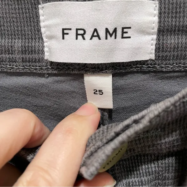 FRAME Denim Ali High RIse Cigarette Skinny Jeans in Washed Gray Plaid Size 25 - Image 10