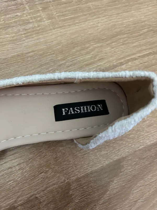 Ash Cream Tweed Pointed-Toe Flats - Image 5