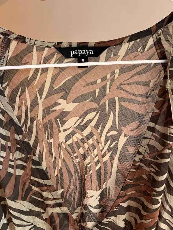 Papaya Y2K Sheer Brown Animal Print Blouse - Image 4