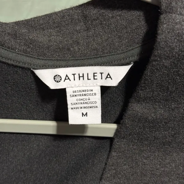 Athleta Purana Wrap Sweatshirt M Grey Tencel Modal‎ Crossover V-Neck Pullover - Image 4