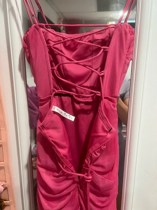 Lucy in the Sky Dress Pink Mini Bodycon S - Image 5