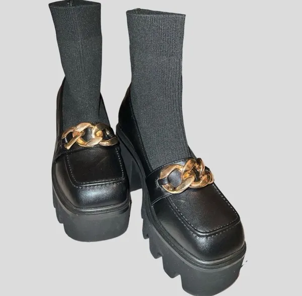 Black Chunky Platforms Size 11 - Image 5