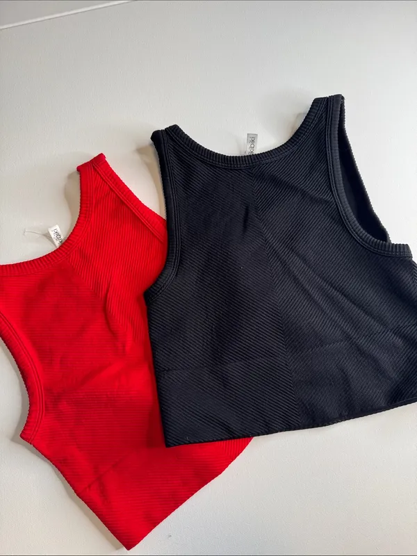 Nikibiki Red and Black Ribbed Womens Tank Tops - 2-Pack - Image 3