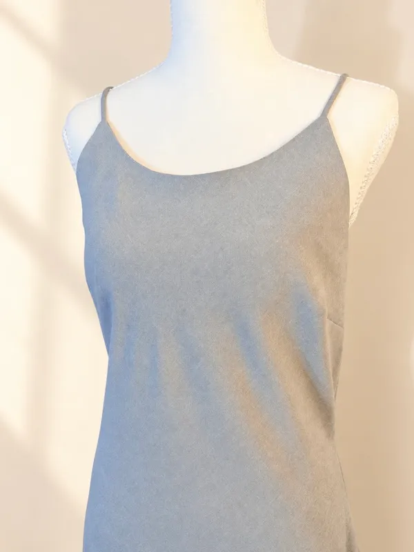 Vintage Alias 90s Silver Gray Maxi Slip Dress M - Image 3