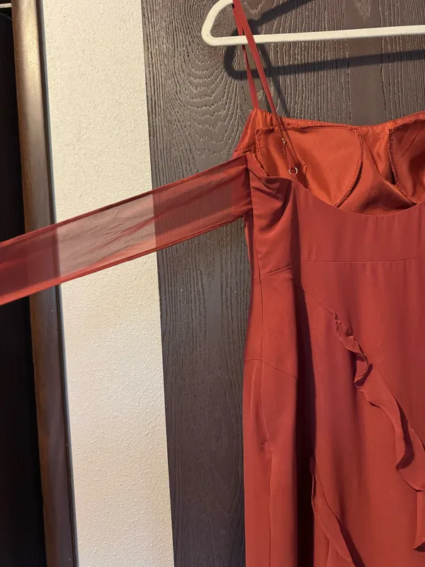 Azazie Bridesmaid Dress Terracotta Chiffon - Image 4