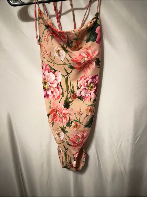 Express Body Contour Lace Up Strappy One Piece Floral Swimsuit size XL - Image 6