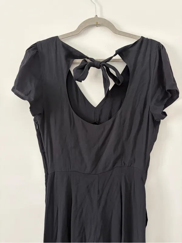 Abercrombie & Fitch Black Short Sleeve Tie Open Back Wide Leg Boho Jumpsuit M - Image 8