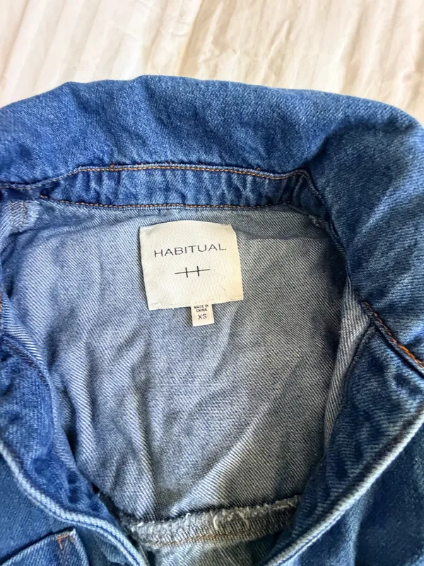 Habitual dark blue denim short sleeve collared mini dress Size XS - Image 4
